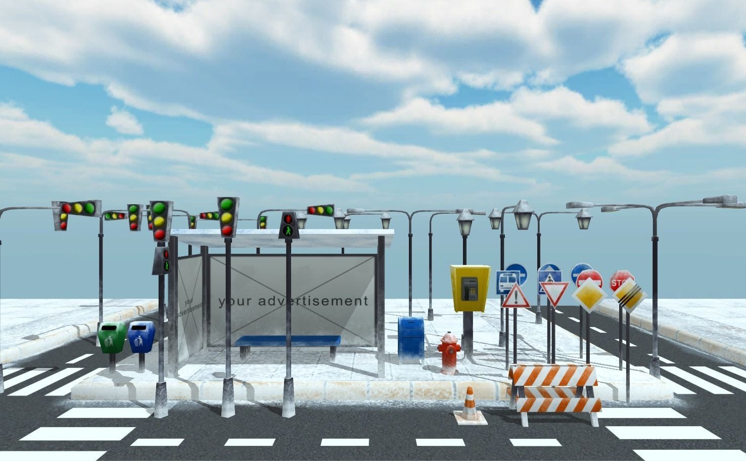 Cartoon Street Props Low-poly 3D model_2