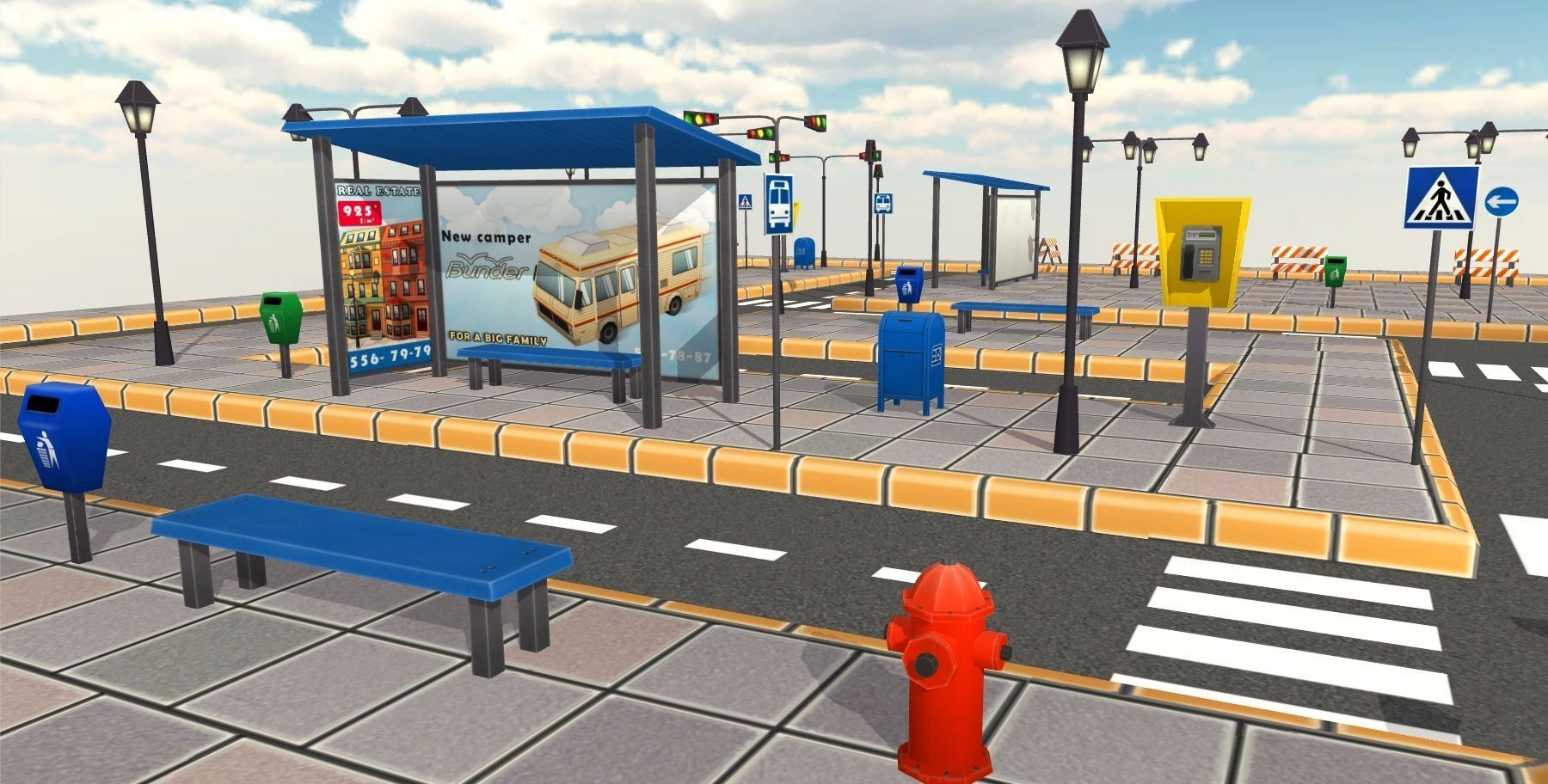 Cartoon Street Props Low-poly 3D model_5