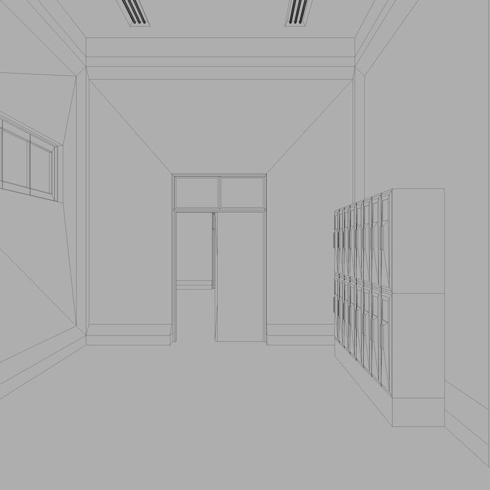 school basketball court Low-poly 3D model_19