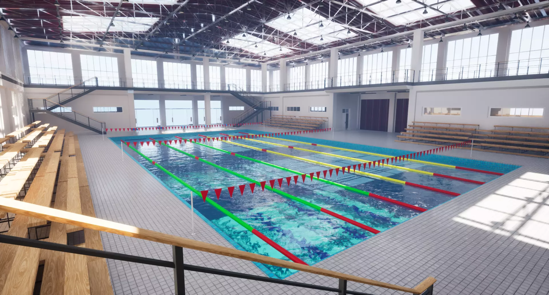 school basketball court Low-poly 3D model_13