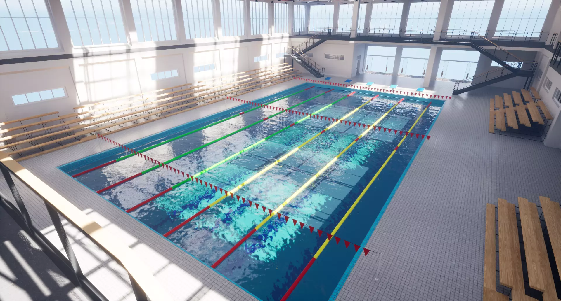 school basketball court Low-poly 3D model_11