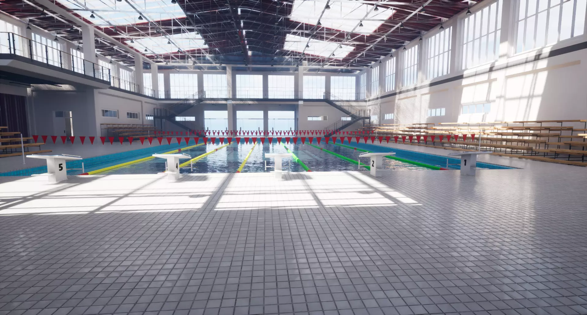 school basketball court Low-poly 3D model_14