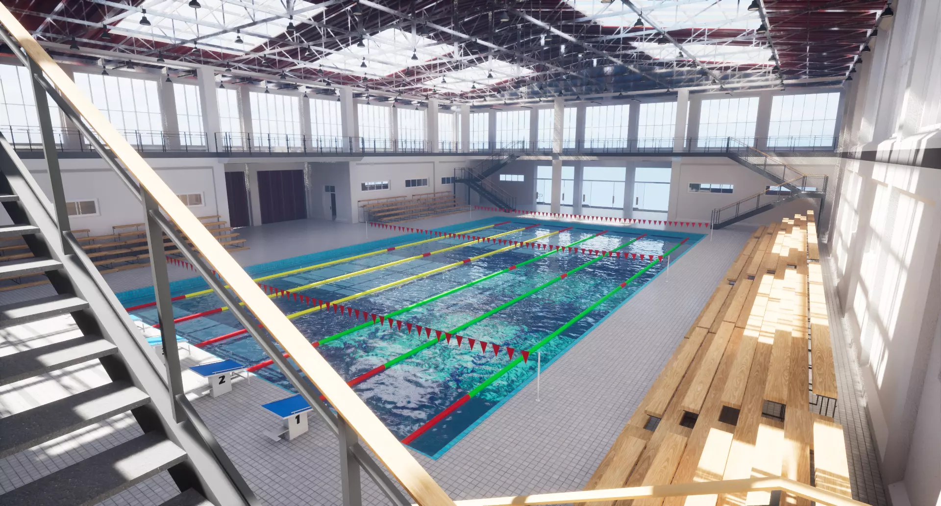 school basketball court Low-poly 3D model_15