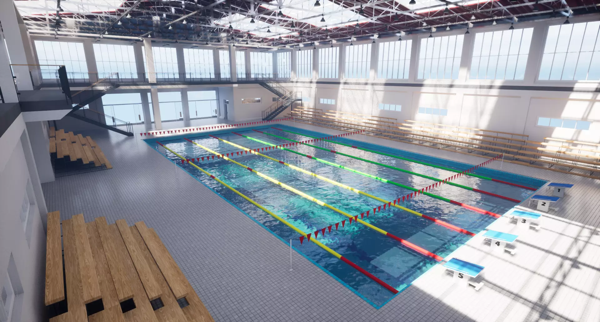 school basketball court Low-poly 3D model_12