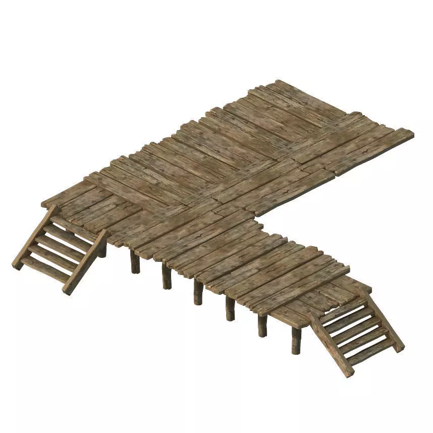 Wooden board - corridor stairs 03 3D model_0