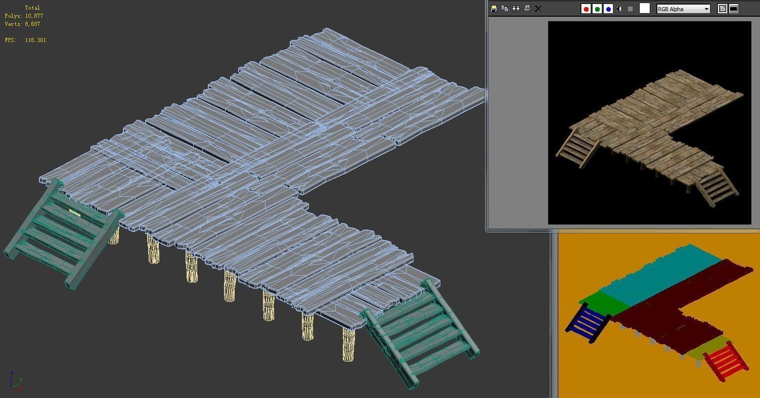 Wooden board - corridor stairs 03 3D model_5