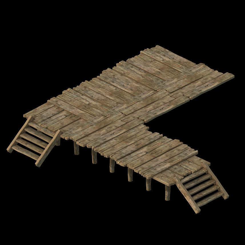 Wooden board - corridor stairs 03 3D model_1