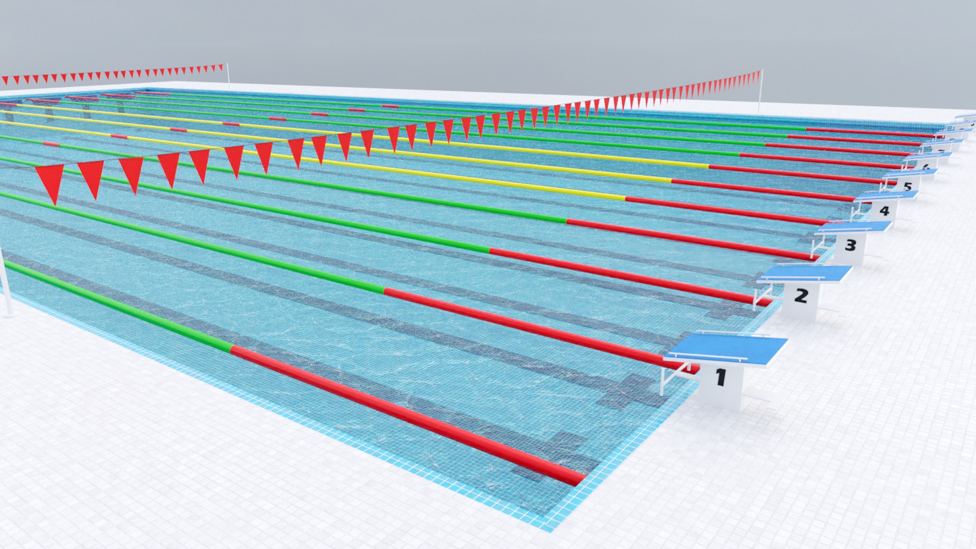 Olympic Swimming Pool Low-poly 3D model_1