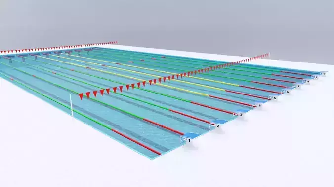 Olympic Swimming Pool Low-poly 3D model