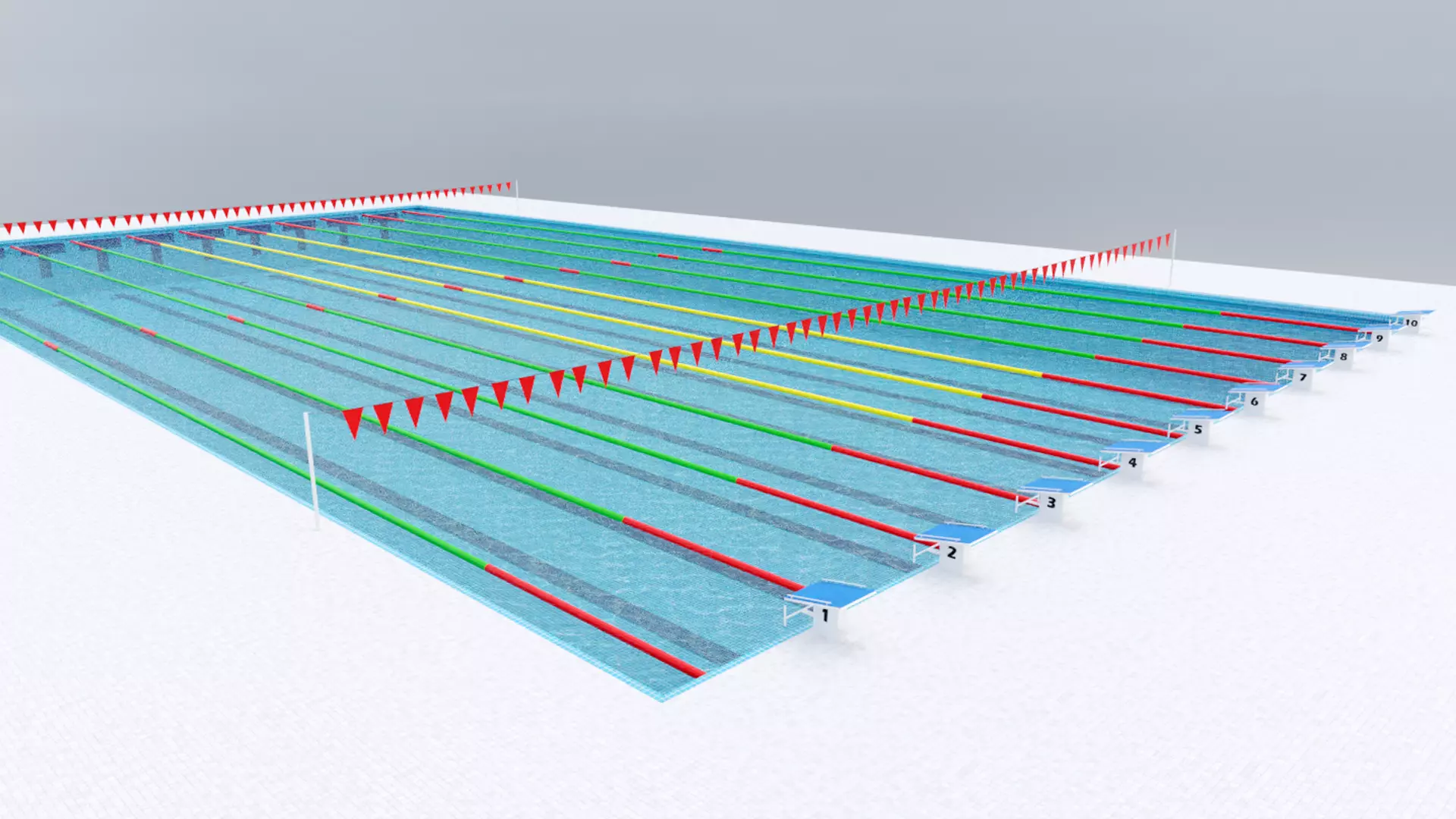 Olympic Swimming Pool Low-poly 3D model_0