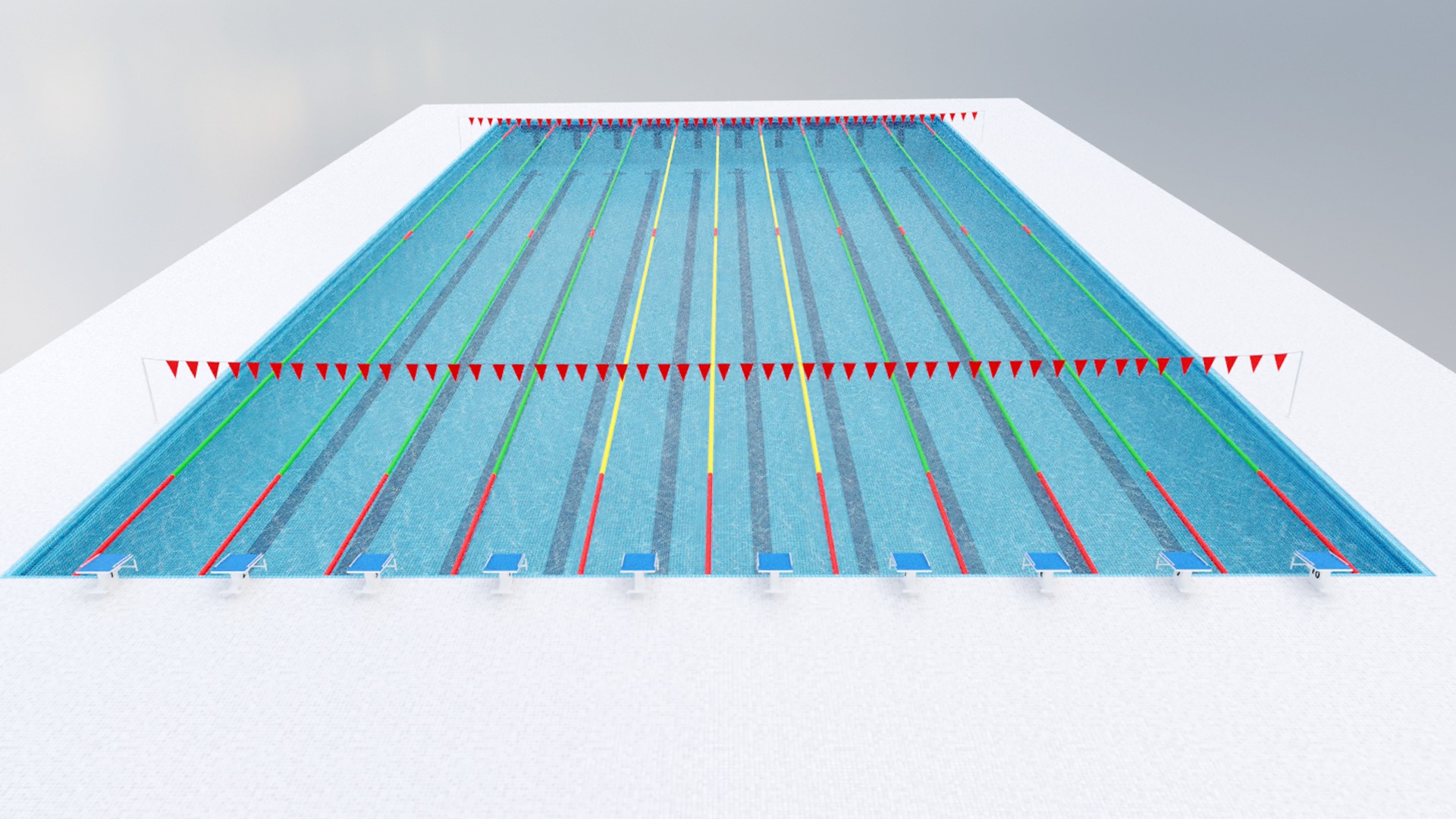Olympic Swimming Pool Low-poly 3D model_4