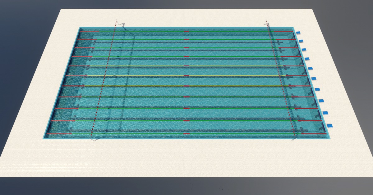 Olympic Swimming Pool Low-poly 3D model_6