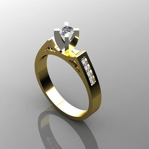 Rings diamond engagement ring gold 3D print model
