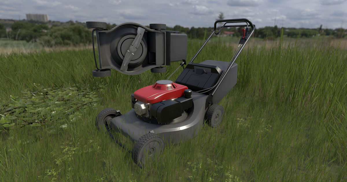 garden lawn mower Low-poly 3D model_7