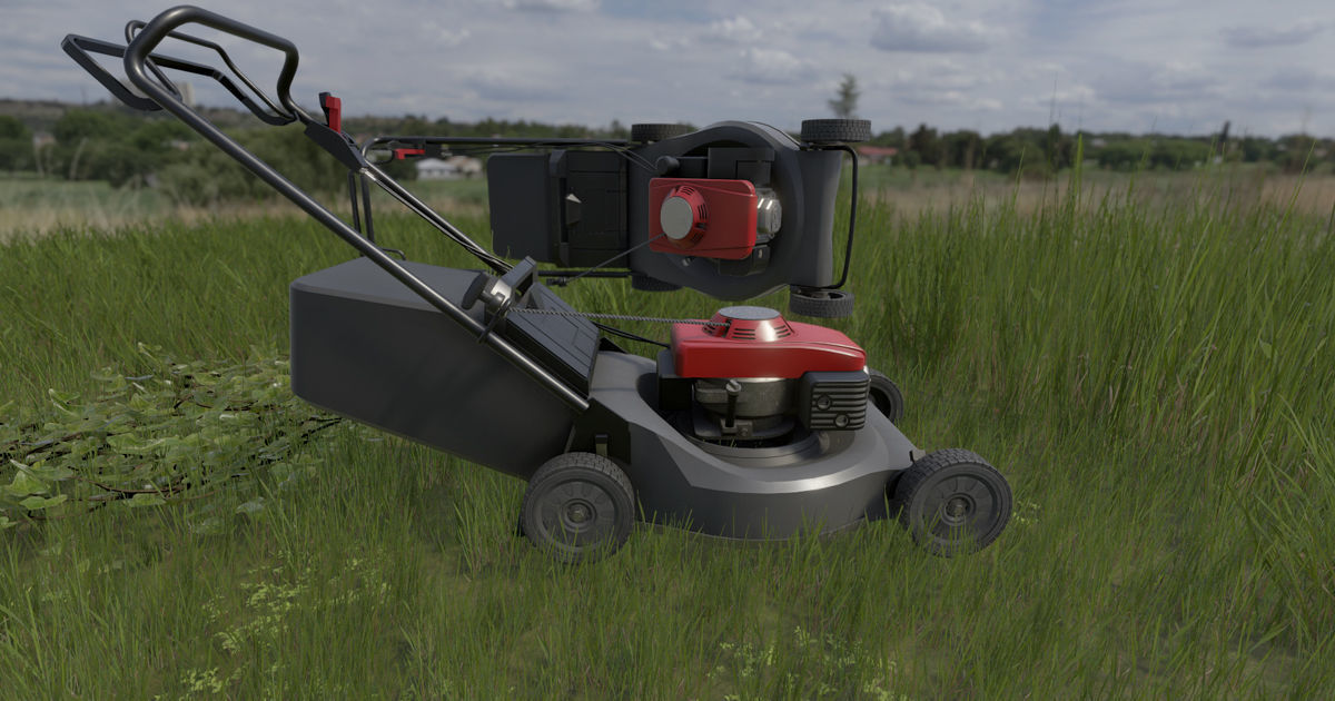 garden lawn mower Low-poly 3D model_6