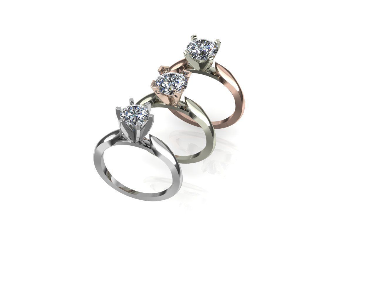 Engagement ring set 3D print model_4