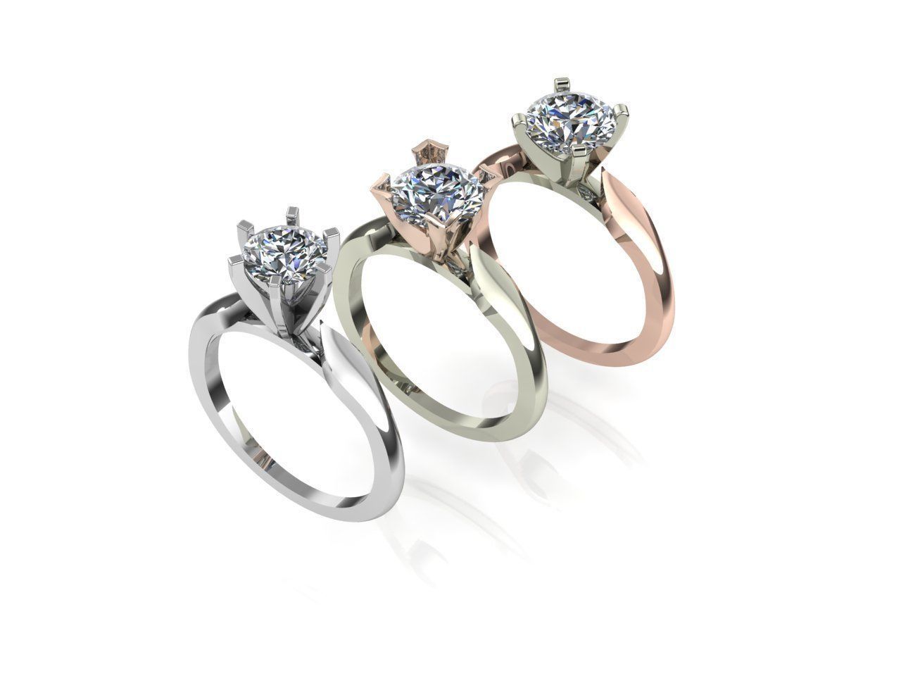 Engagement ring set 3D print model_1