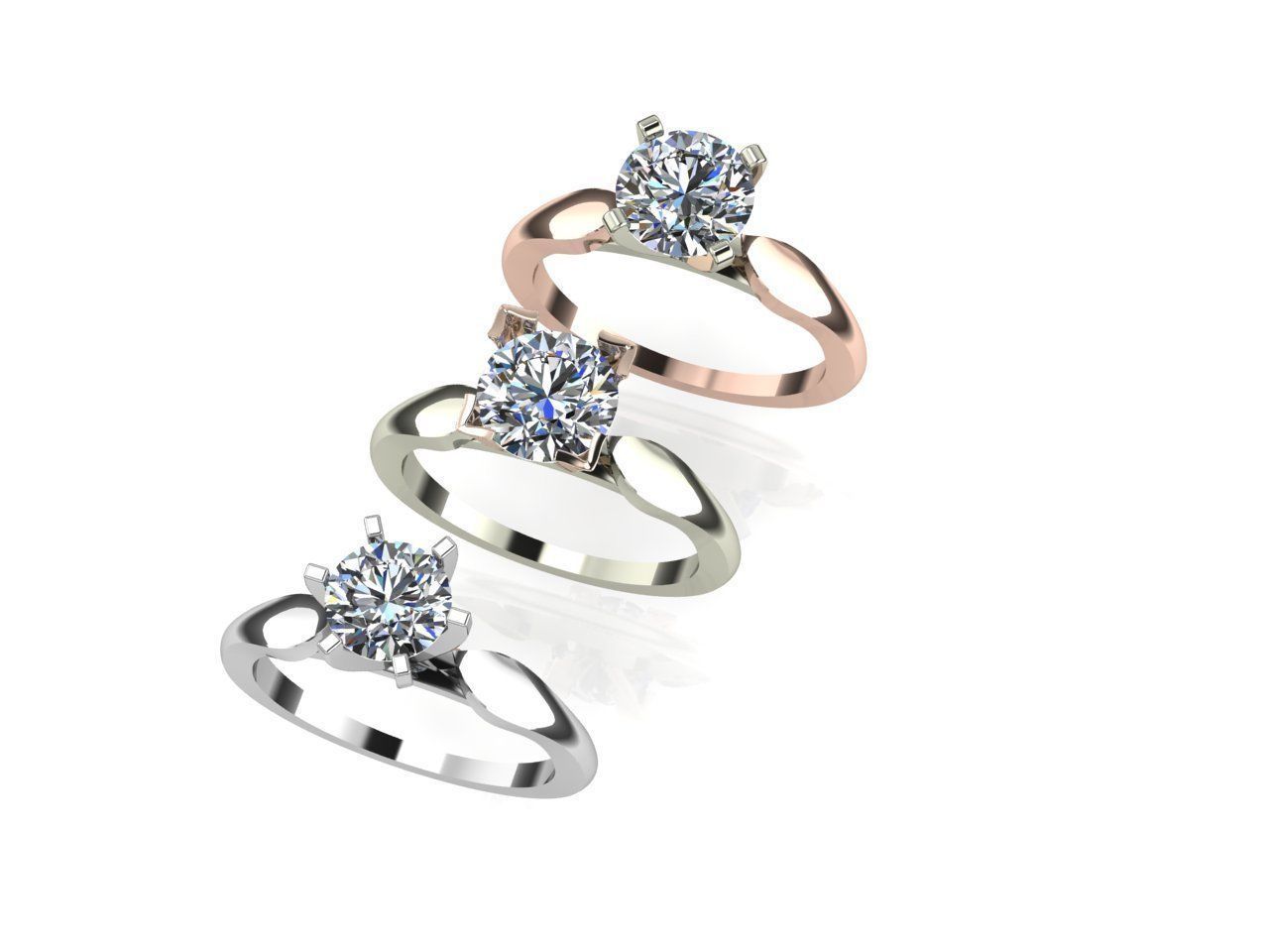 Engagement ring set 3D print model_3
