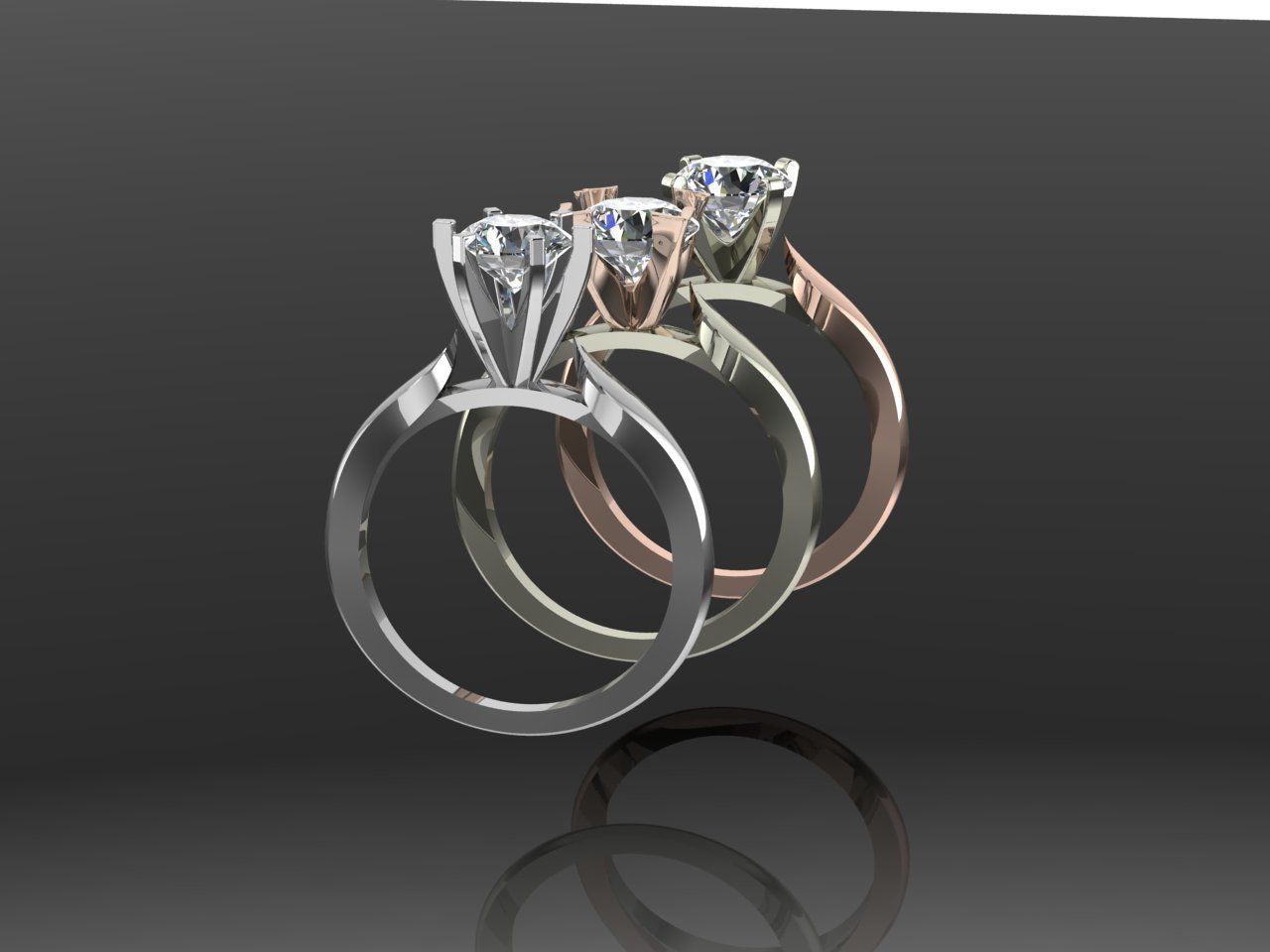 Engagement ring set 3D print model_2