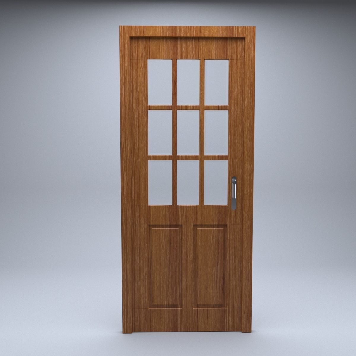 simple wooden french door 3d model 3D model_2