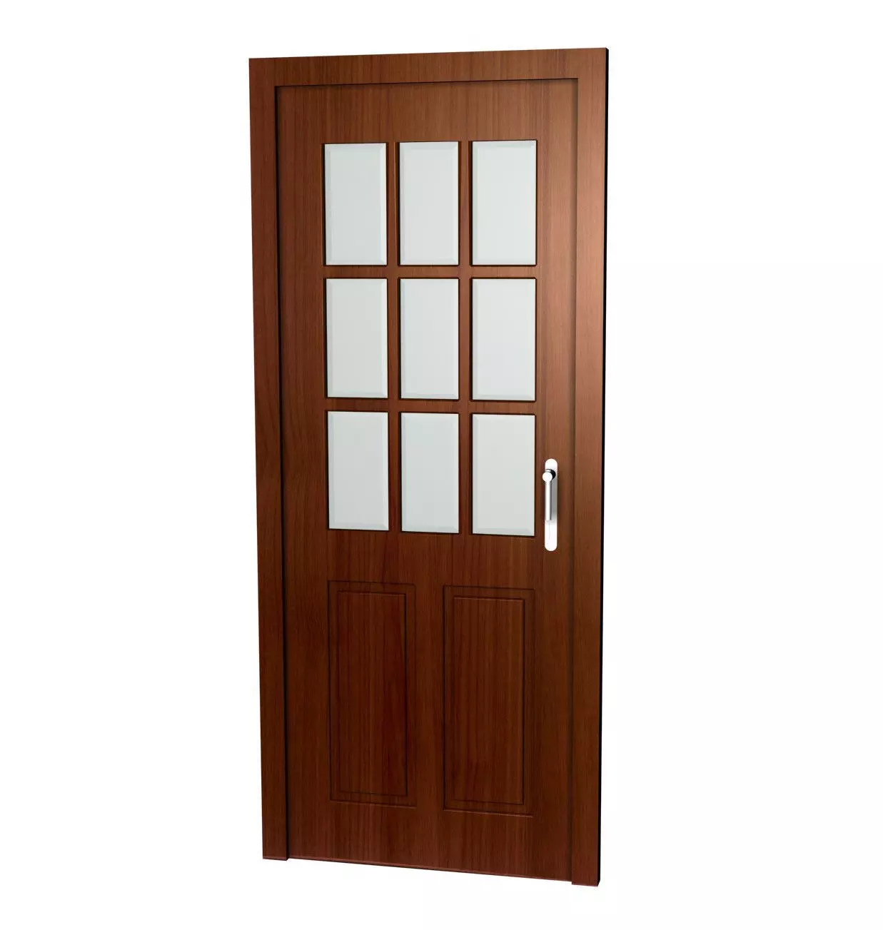 simple wooden french door 3d model 3D model_0