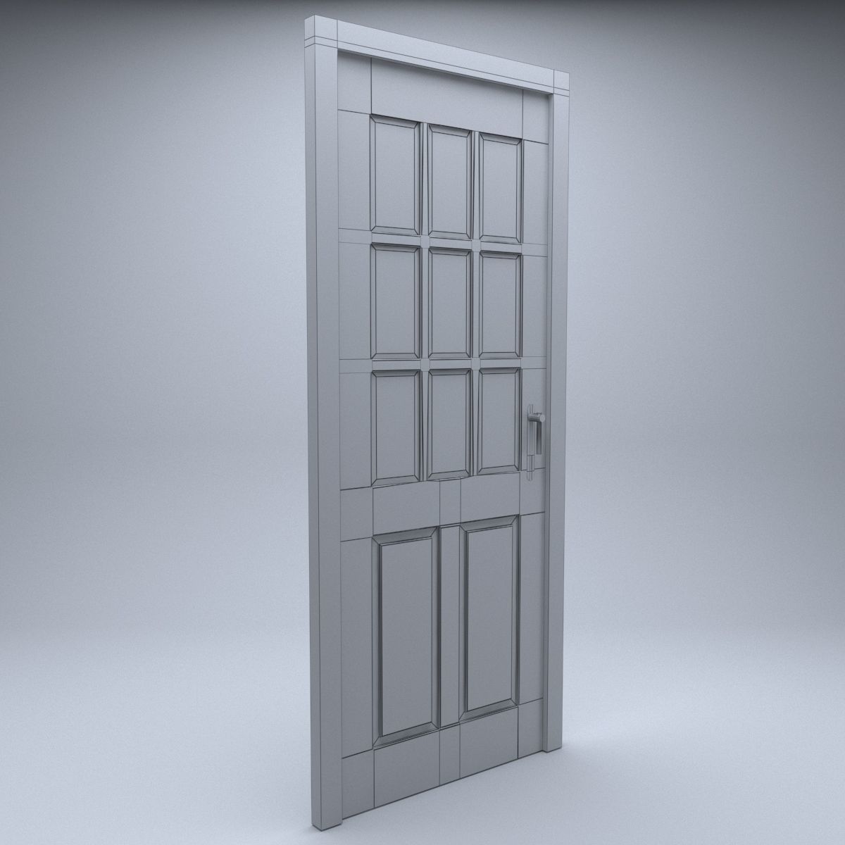 simple wooden french door 3d model 3D model_1