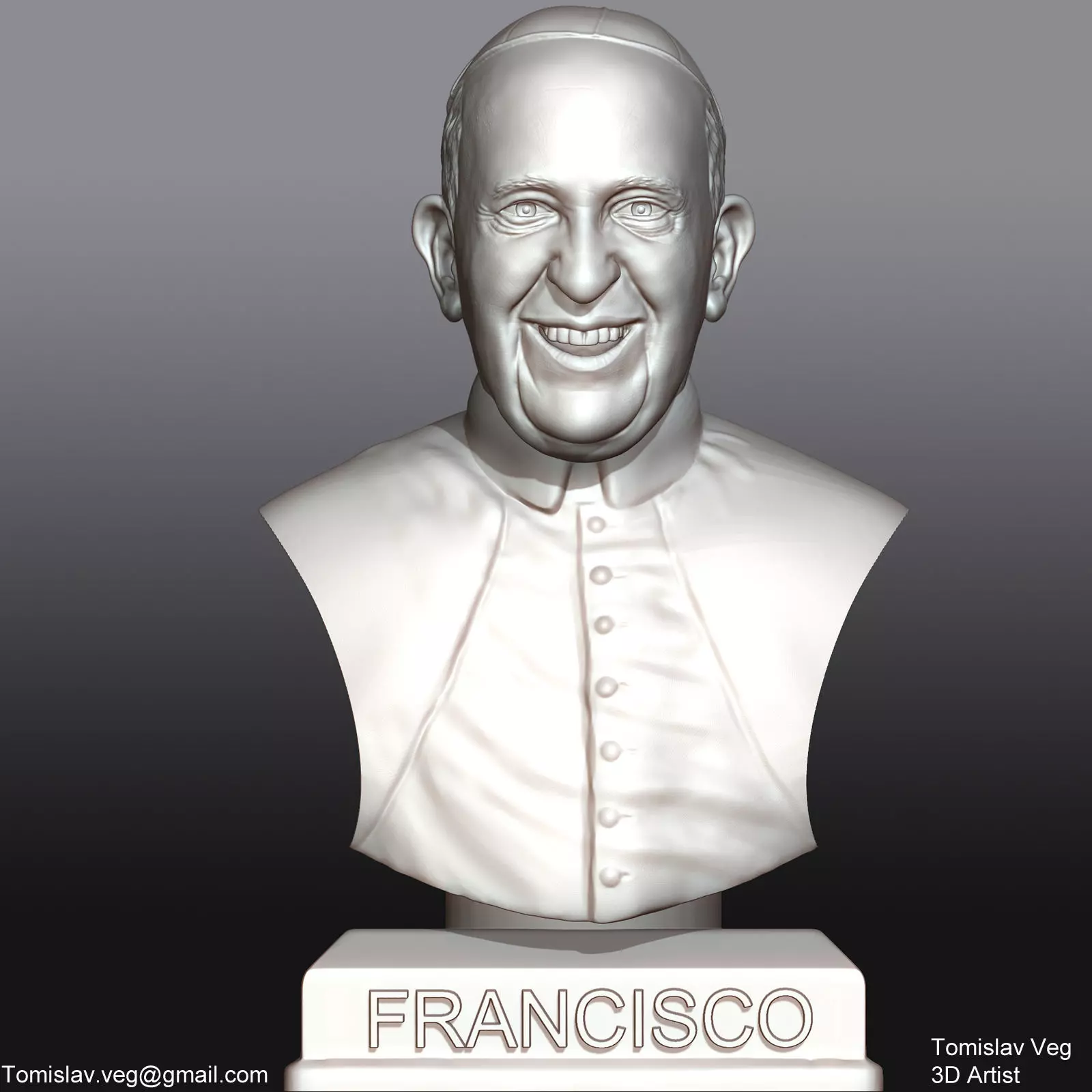 Pope Francis 3D printable portrait 3D model  3D print model_0