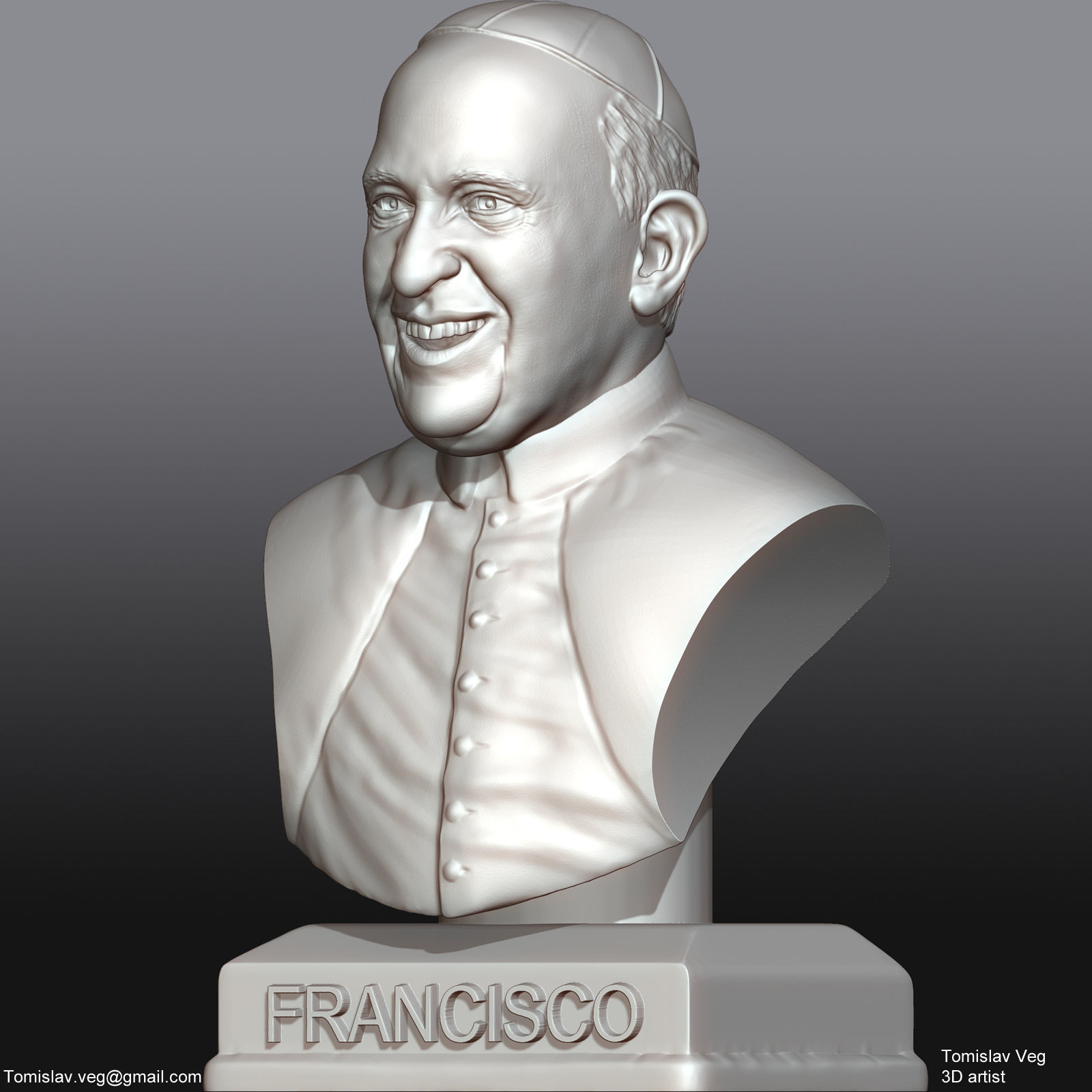 Pope Francis 3D printable portrait 3D model  3D print model_2