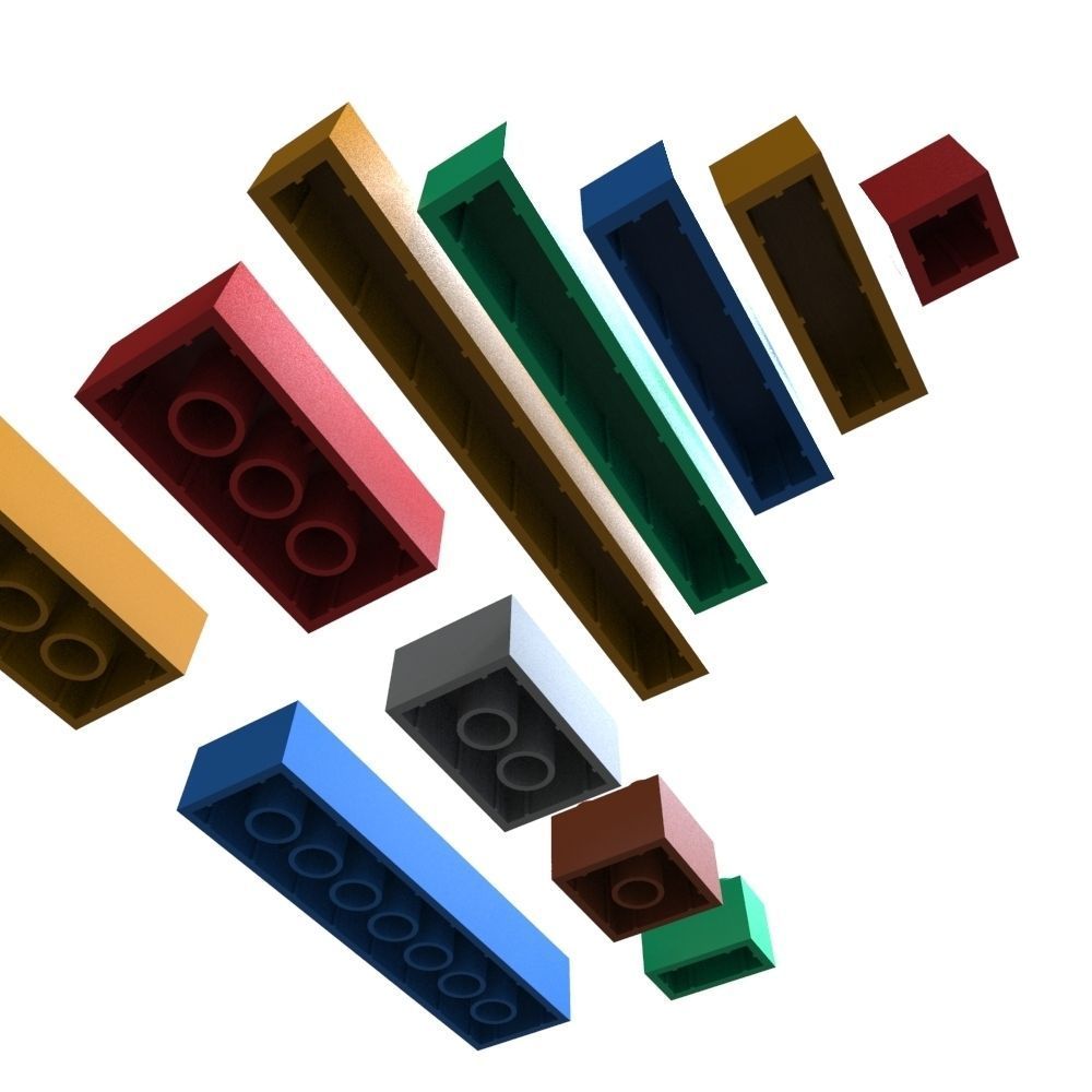 Lego Bricks Low-poly 3D model_3