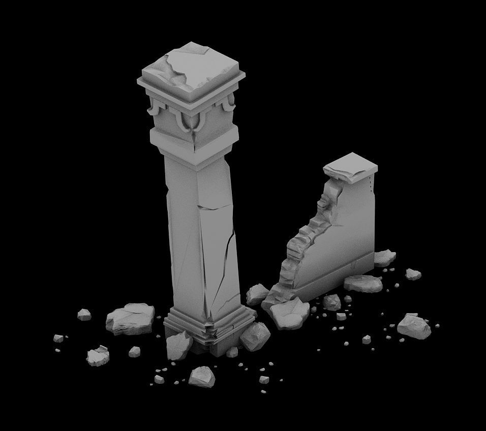 sert ancient battlefield - Broken Wall pillar 01 3D model_2