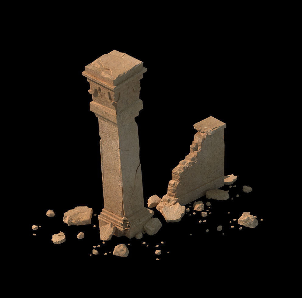 sert ancient battlefield - Broken Wall pillar 01 3D model_1