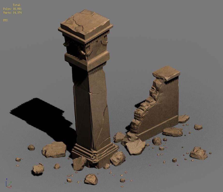 sert ancient battlefield - Broken Wall pillar 01 3D model_6