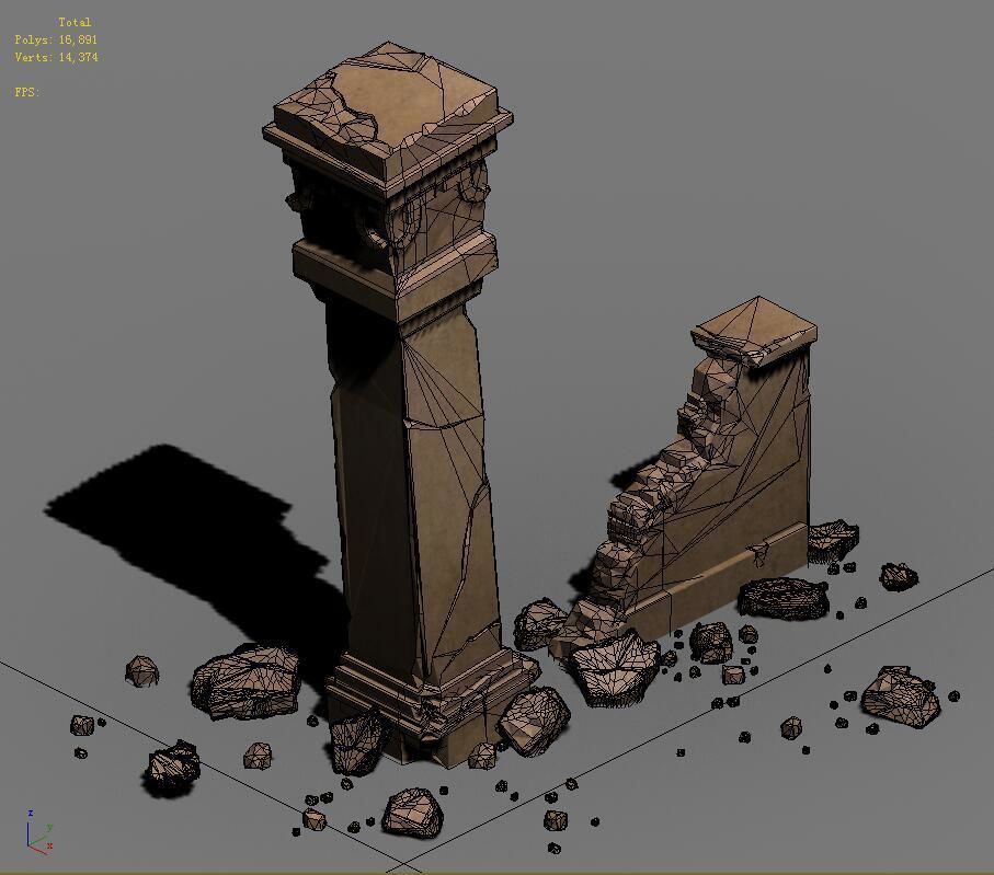 sert ancient battlefield - Broken Wall pillar 01 3D model_5
