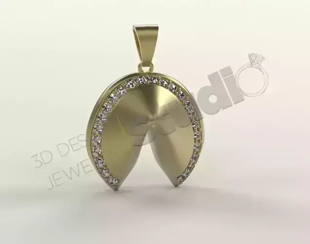 Fortune cookie pendant with stones 3d print