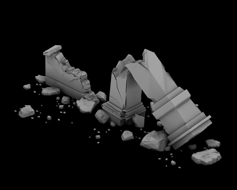 sert ancient battlefield - Broken Wall pillar 02 3D model_2