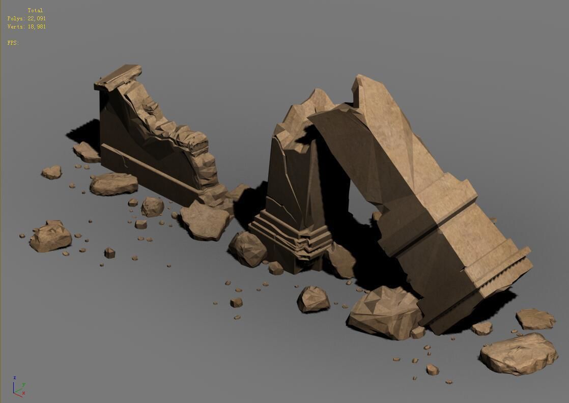 sert ancient battlefield - Broken Wall pillar 02 3D model_5