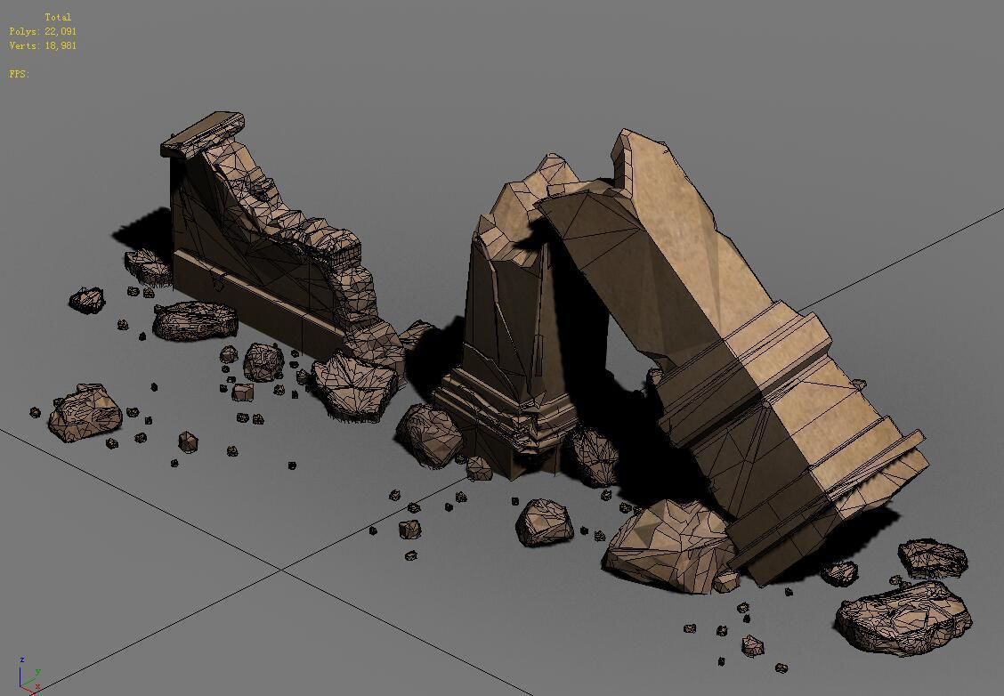 sert ancient battlefield - Broken Wall pillar 02 3D model_6