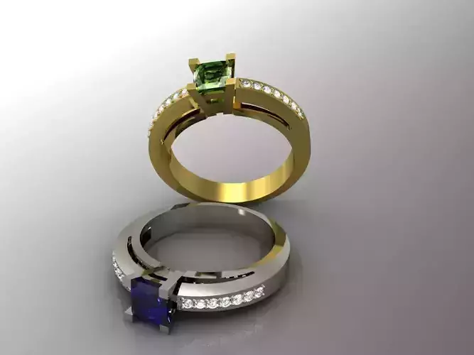 Rings two engagement with emeralds and sapphires