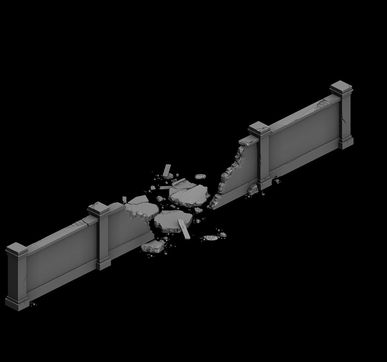 battlefield - miscellaneous pieces of the fence 3D model_1
