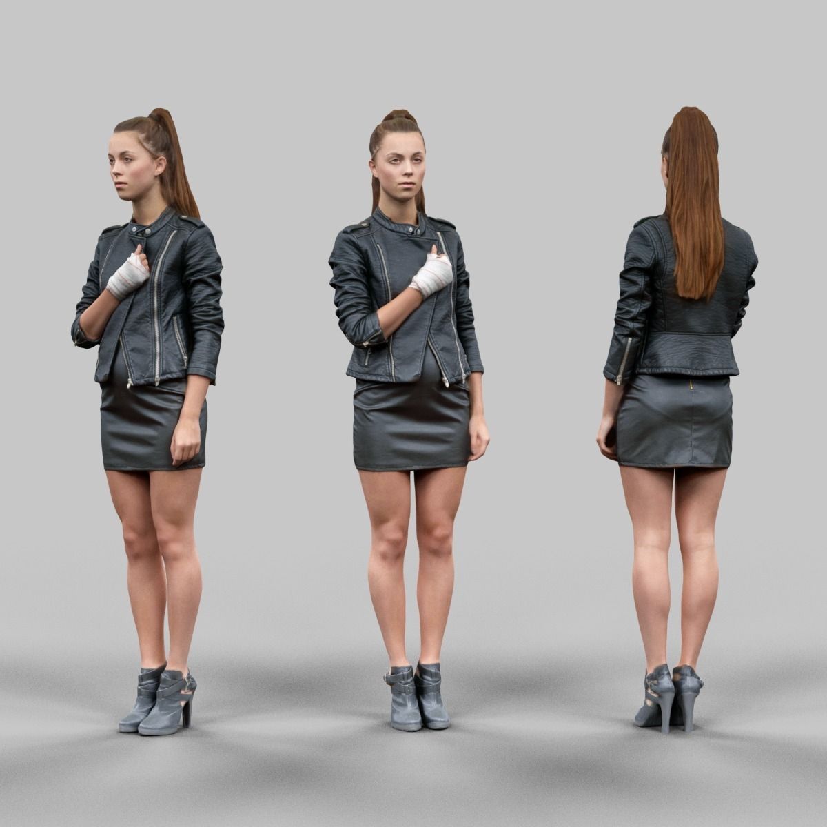 Leather Girl Low-poly 3D model
