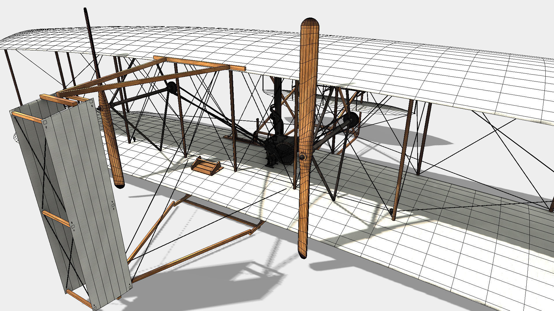 the Wright Flyer Low-poly 3D model_6