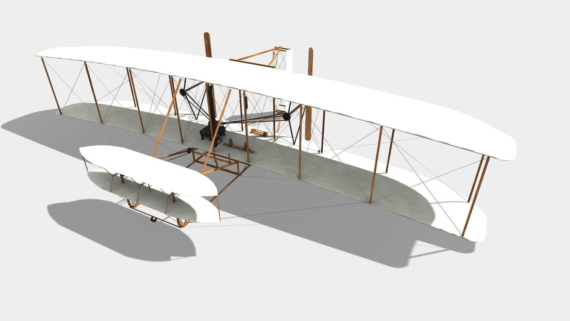 the Wright Flyer Low-poly 3D model_4