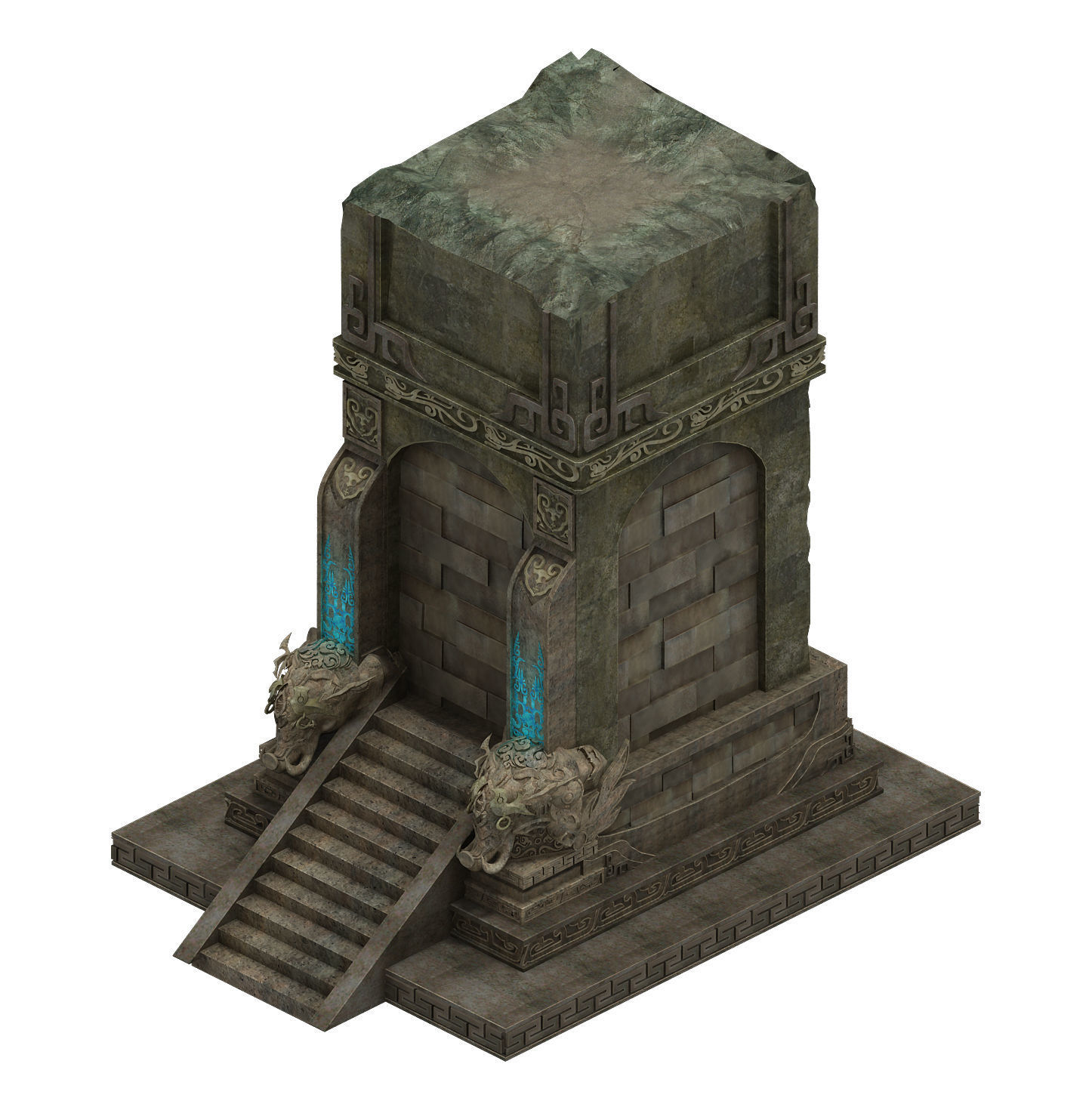 Desert ancient ruins - broken buildings 3D model_3