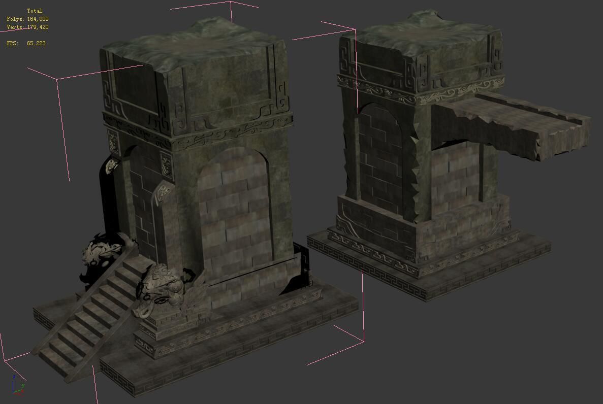 Desert ancient ruins - broken buildings 3D model_1