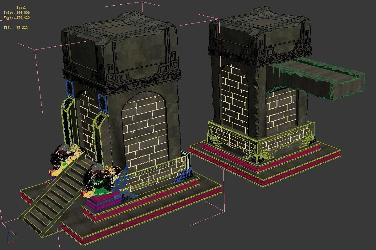 Desert ancient ruins - broken buildings 3D model_2