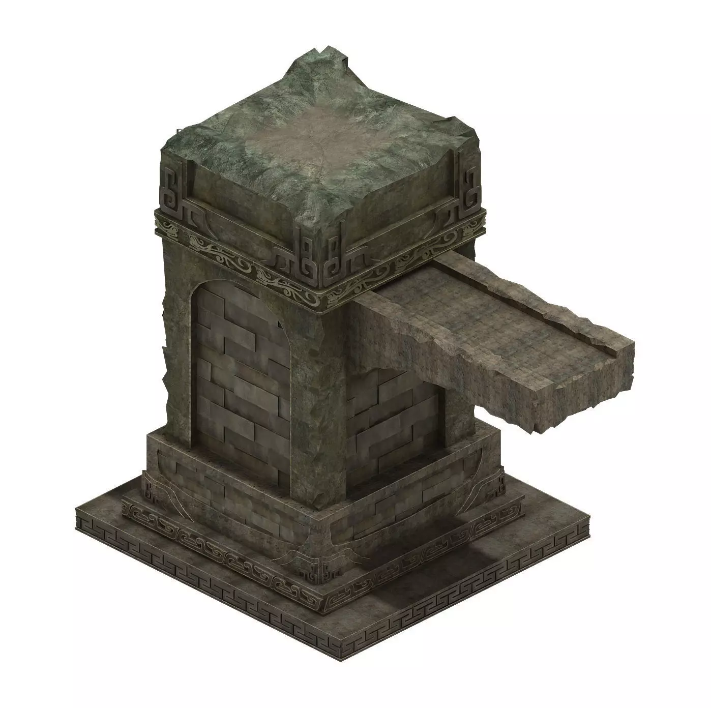 Desert ancient ruins - broken buildings 3D model_0