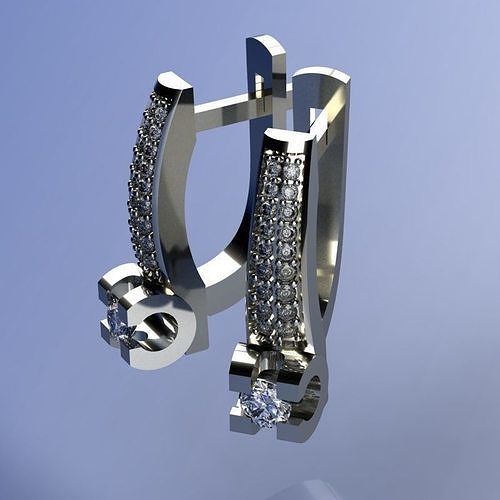 Earrings pair of with diamonds 3D print model