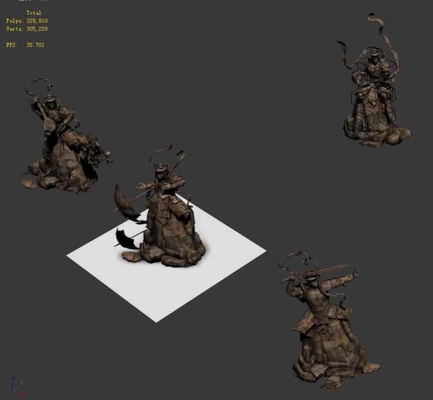 Landscape stone carvings - four kings 3D model_1