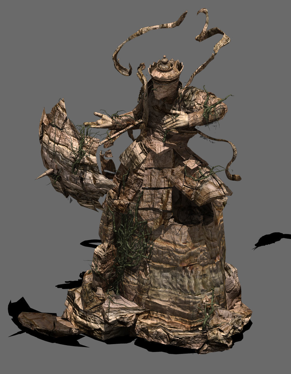 Landscape stone carvings - four kings 3D model_4