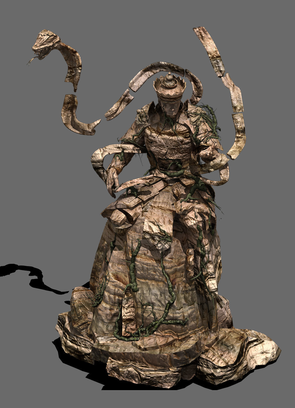 Landscape stone carvings - four kings 3D model_5